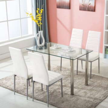 Sergi Clear Set - Dining Nook Table with 4 Chairs