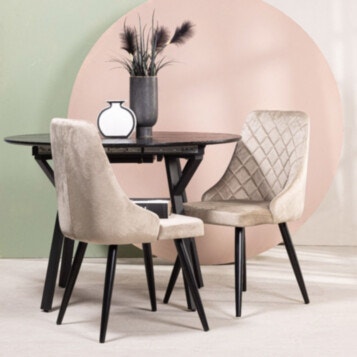 Chair Dining Nook Beige Upholstered TOLLER