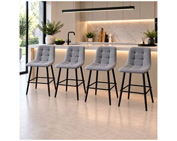 Set 4 Chairs Bar Velvet MILANO Gray