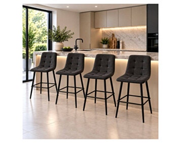 Set 4 Chairs Bar Velvet MILANO Black