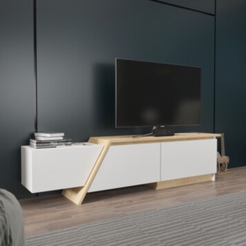 Amazonas - Sideboard TV Designer - White Combined Oak Light