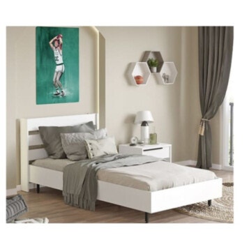 Bed Single Wood Shevi White