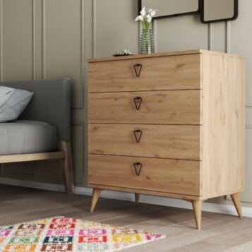 Versa-Ce 3612 OAK - Nightstand 4 Drawers Oak