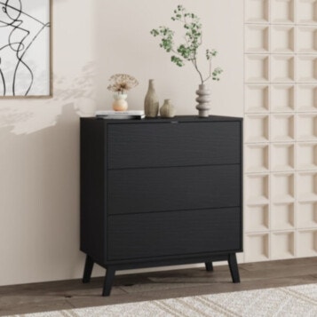 Nightstand Storage 3 Drawers 5044 Black