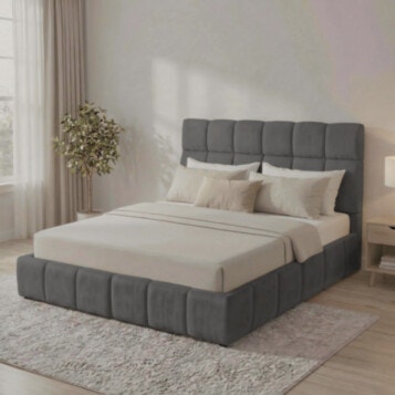 Bed and a Half Upholstered LIN 120X190 Gray Dark