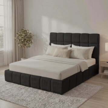 Bed and a Half Upholstered LIN 120X190 Black