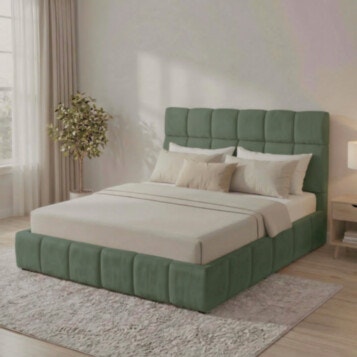 Bed Double Upholstered LIN 160X200 Green