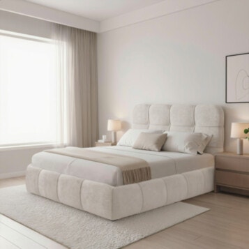 Bed Double Upholstered JILL 140X190 Cream