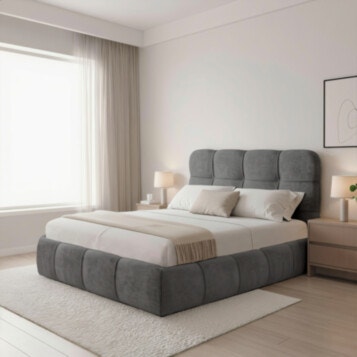 Bed and a Half Upholstered JILL 120X190 Gray Dark