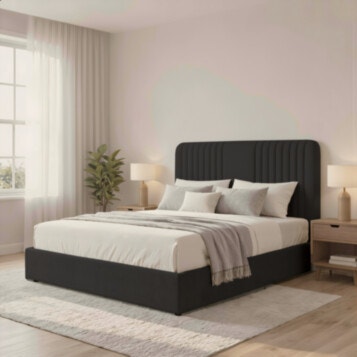Bed Double Upholstered MEITAR 160X190 Black