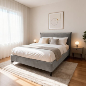 Bed Double Upholstered MIYA 160X190 Gray