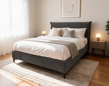 Bed Double Upholstered MIYA 160X190 Gray Dark