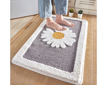 Rug Bathroom 45x65 Botanical Shade Gray Dark