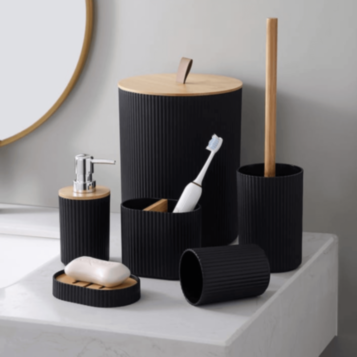 Set Bathroom 6 Pieces Woody Black
