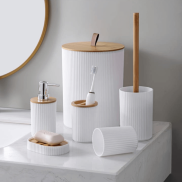 Set Bathroom 6 Pieces Woody White