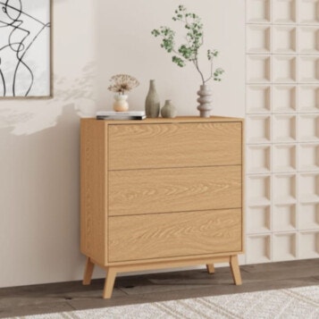 Nightstand Storage 3 Drawers 5044 Wood Oak