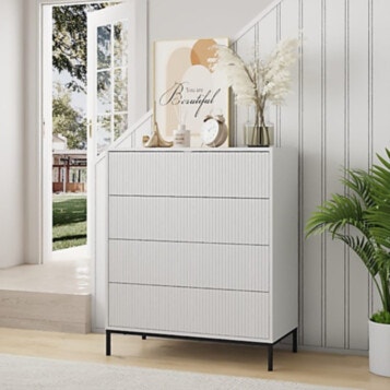 Nightstand Storage 4 Drawers 5049 White