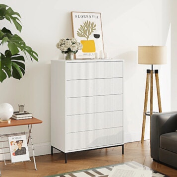 Nightstand Storage 5 Drawers 5059 White