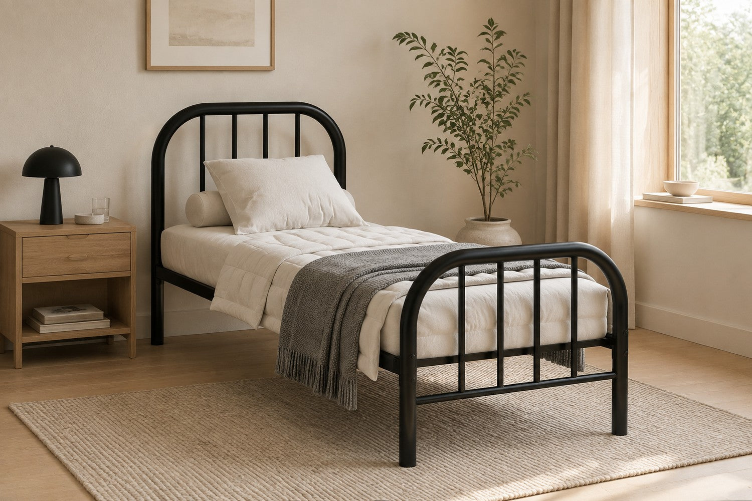 Ofek Metal Twin Bed 80x190, Black - Pair Two into a King