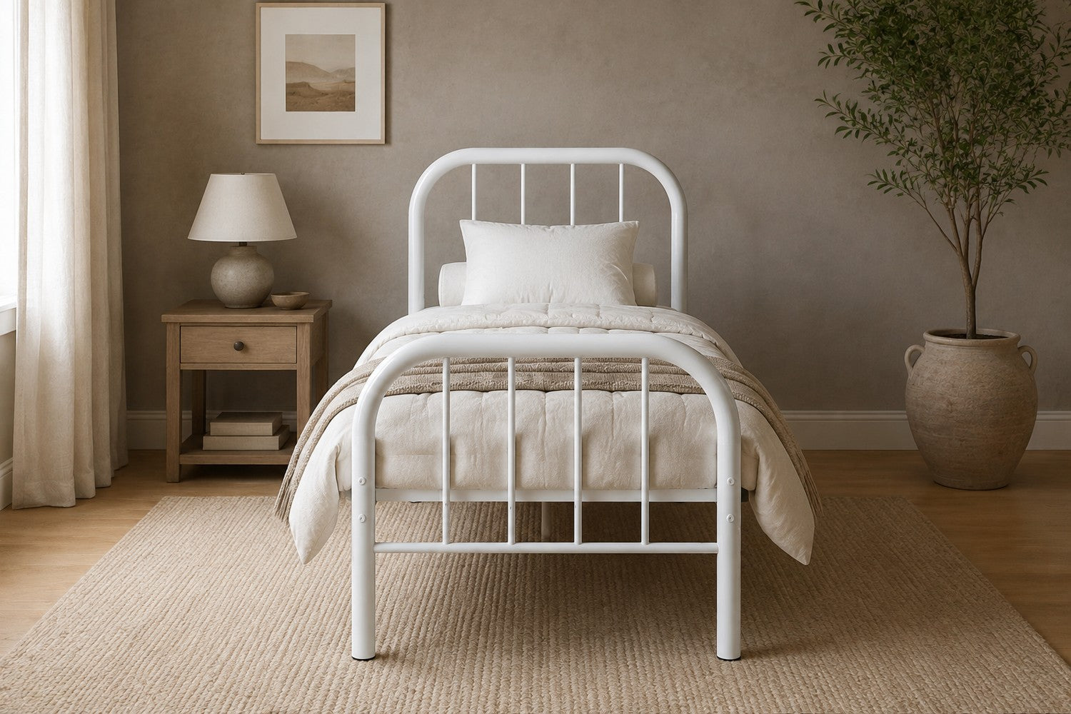 Ofek Metal Twin Bed 80x190, White - Pair Two into a King