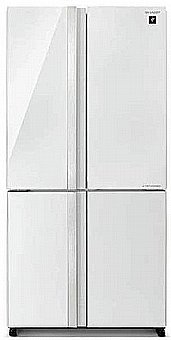 Refrigerator Sharp 4 Door Mehadrin Finish Glass White 611 L SJ-R8942 WH Ice Maker