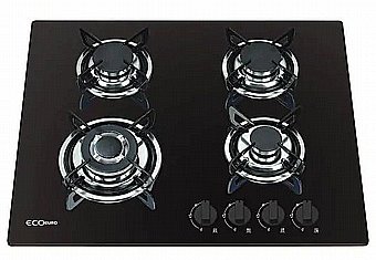 Gas Cooktop 4 Burners Surface Black Eco Euro ECS-604GBE