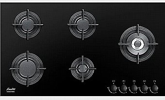 Gas Cooktop Sauter 5 Burners, SHG9095B Black, 90 cm Turbo Burner Wok Made in Italy