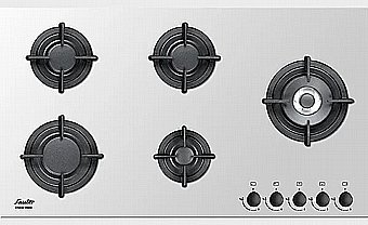 Gas Cooktop Sauter 5 Burners SHG9095W, Glass White, 90 cm Turbo Burner Wok Made in Italy