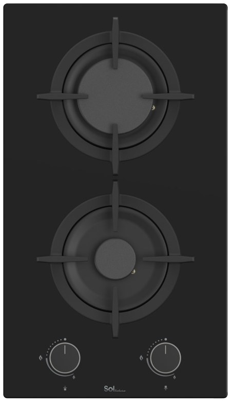 Gas Cooktop Domino SOL 2 Burners Sol F3GBCE-633 Glass Black