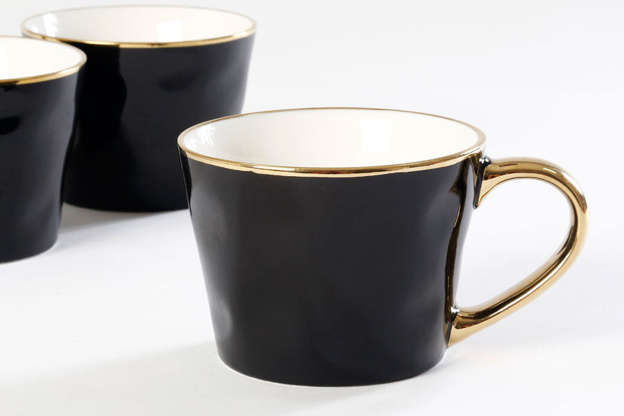 Ceramic Gold Mug Stripe 380ml PARIS Black PRO