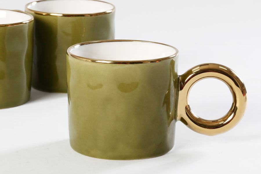 Ceramic Gold Mug Stripe 330ml PARIS OLIVE PRO