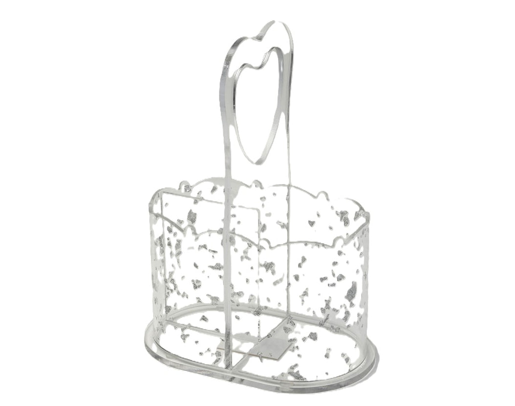 Acrylic Cutlery Tray 3 Compartments DIRTY Silver