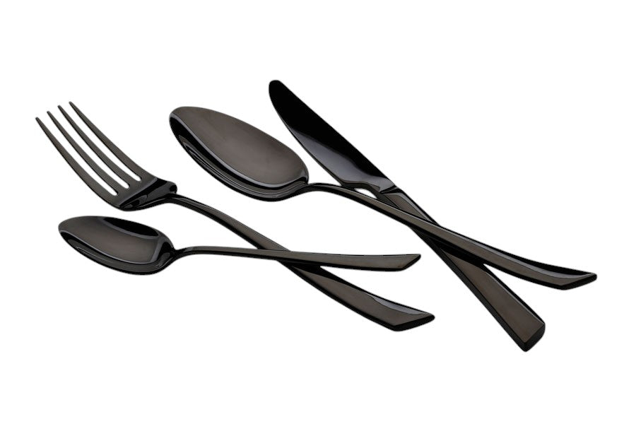 Cutlery Set 24 Pieces Smart Stainless Steel 18/10 Black Glossy