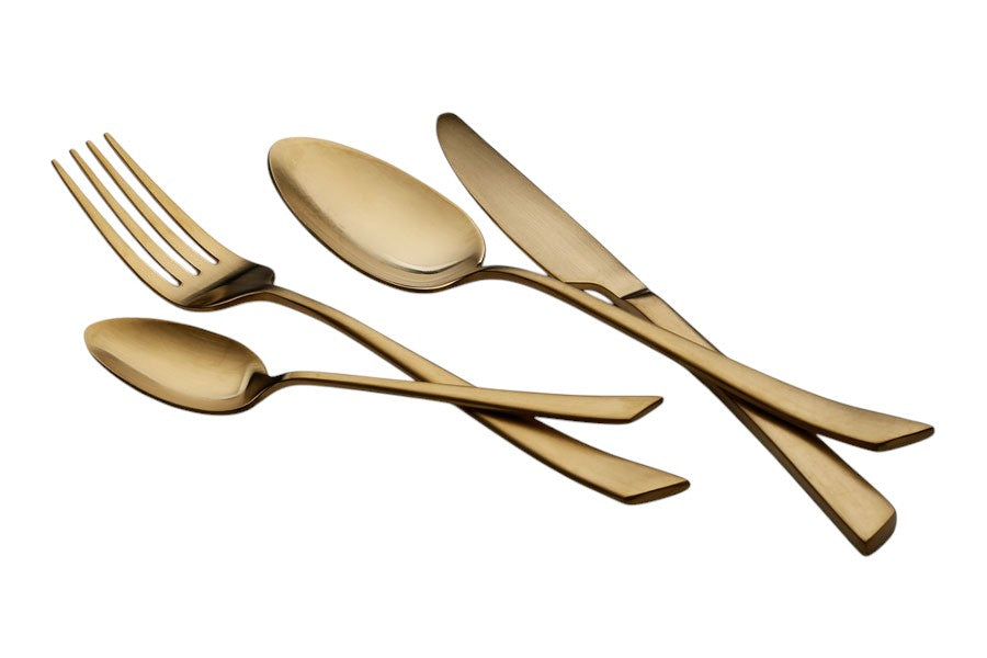Cutlery Set 24 Pieces Smart Stainless Steel 18/10 Gold Matte