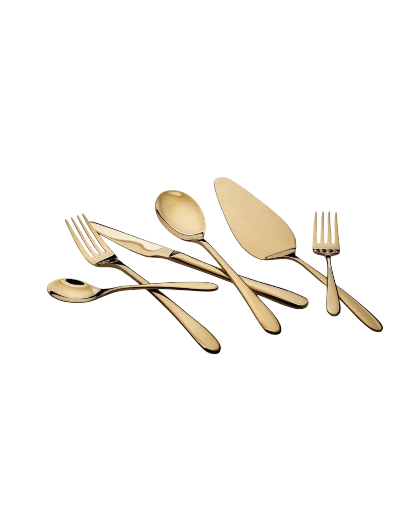 Cutlery Set 61 Pieces Smooth Stainless Steel 18/10 Gold Glossy