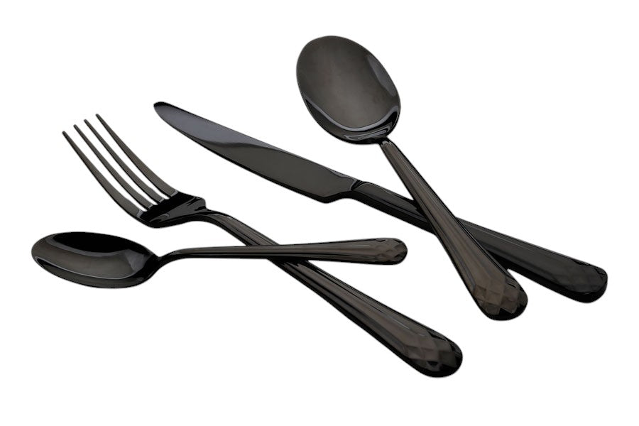 Cutlery Set 24 Pieces Hive Stainless Steel 18/10 Black Glossy
