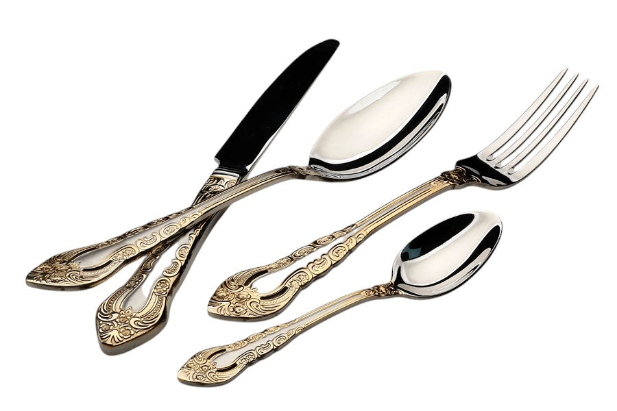 Cutlery Set 24 Pieces 18/10 SATIN MATT Inox Gold