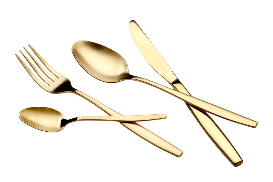 Cutlery Set 24 Pieces Gentle Stainless Steel 18/10 Gold Matte