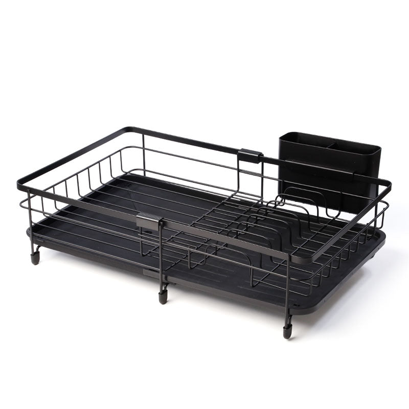Folding Black Dish Drying Rack with Cutlery Rack DREAM CHEF