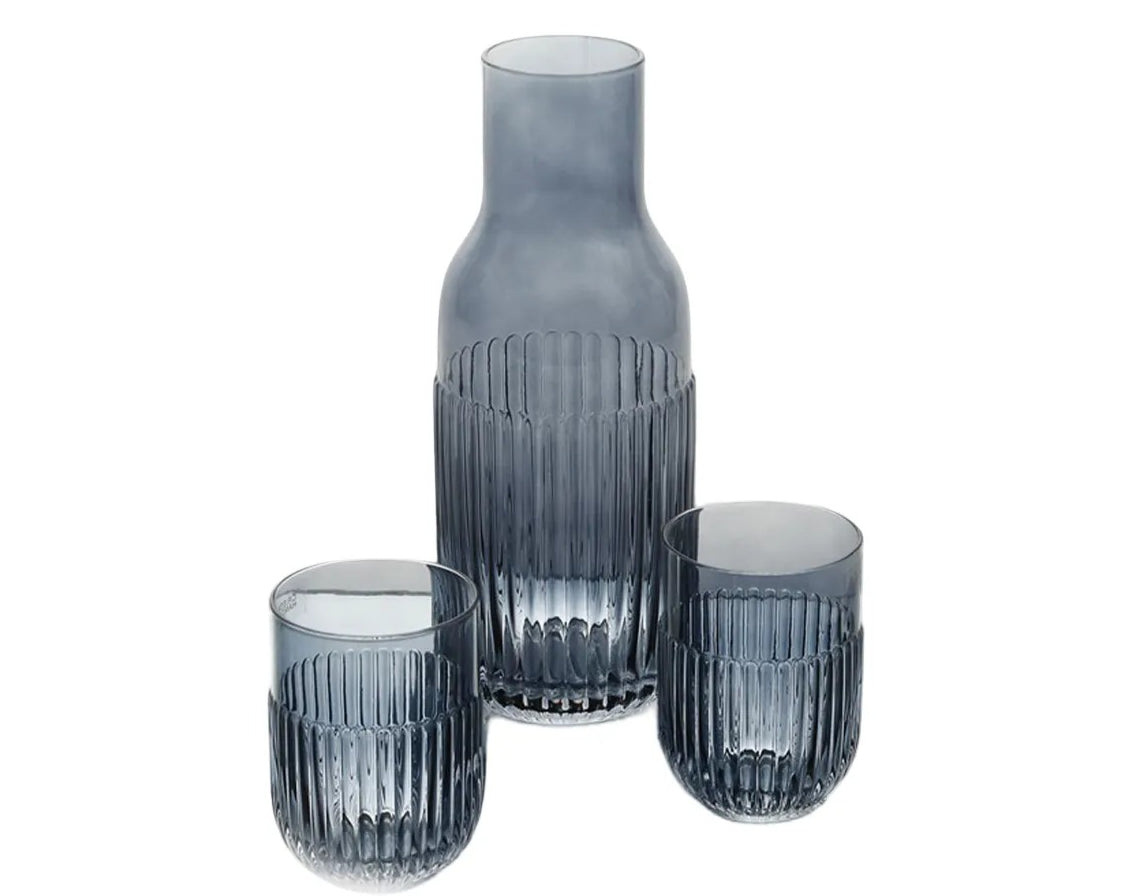 Set 6 Cups + Pitcher CRYSTALINE Blue