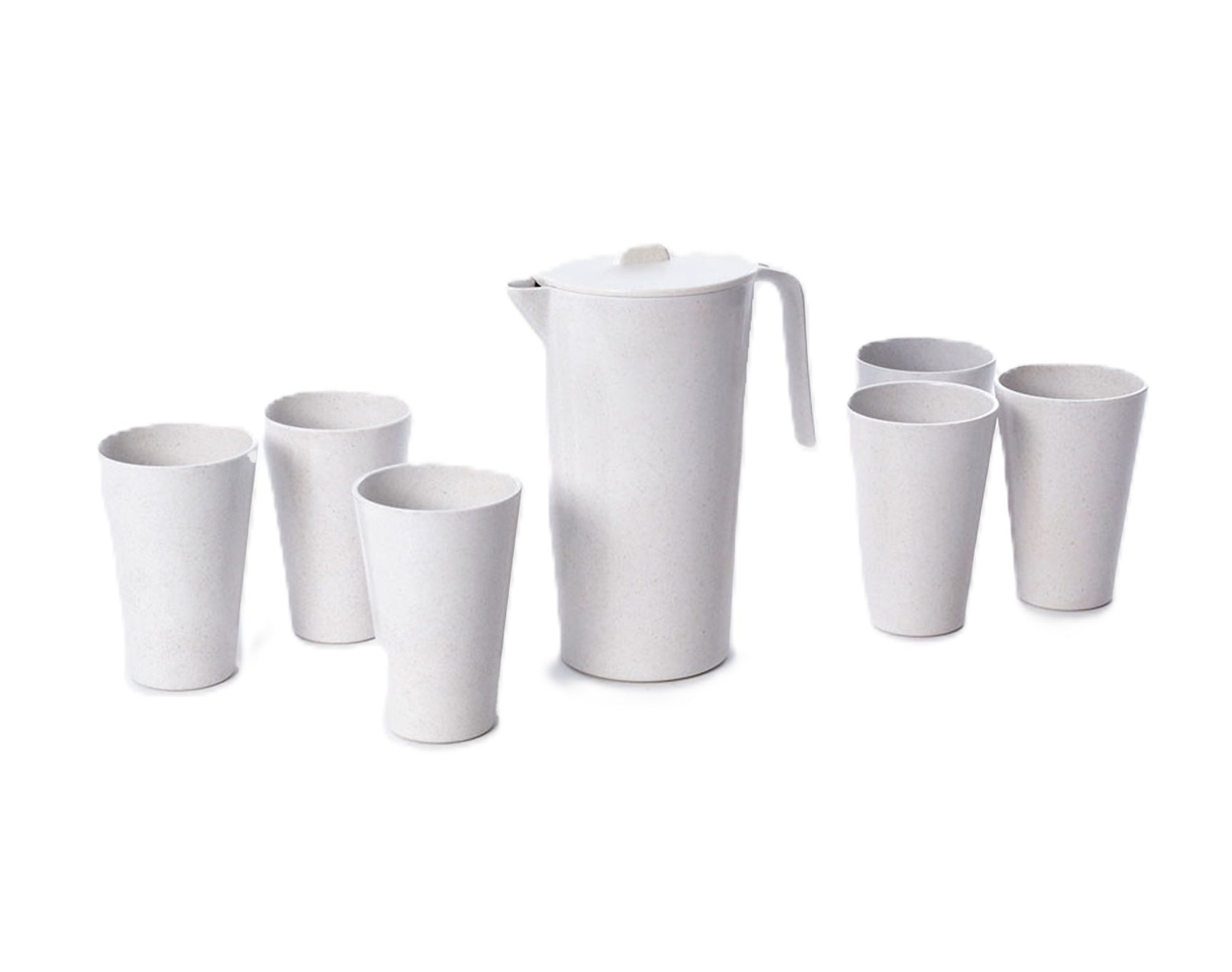Set Drinking Pitcher + 6 Cups Bamboo Natural Beige 420ml 1.5L