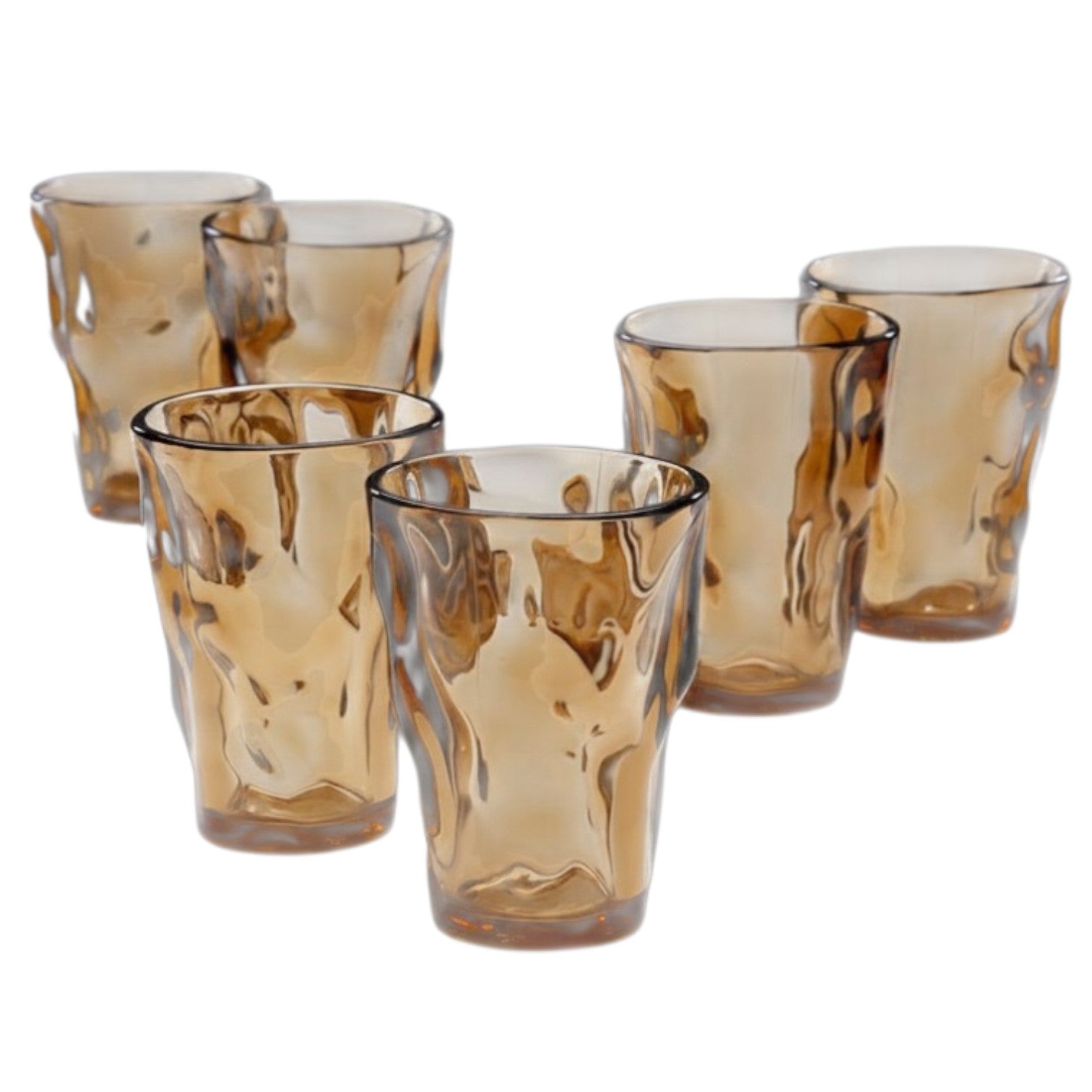 Set 6 Drinking Glasses 360ml Polycarbonate Brown