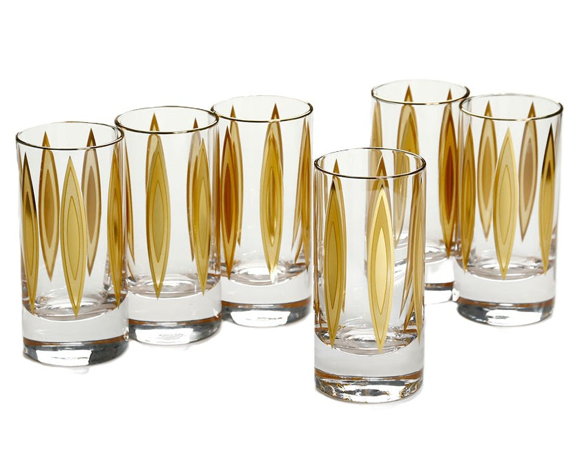 Set 6 Drinking Glasses crystaline anser gold
