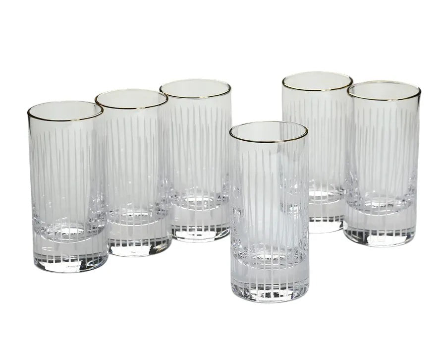 Set 6 Drinking Glasses crystaline toulip gold
