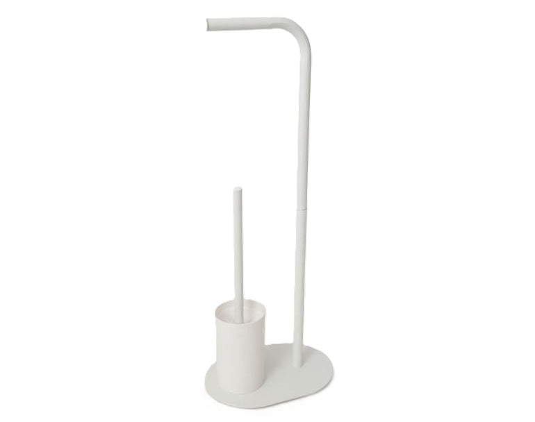 Toilet Paper Stand & Brush White Matte Modern B-DECOR