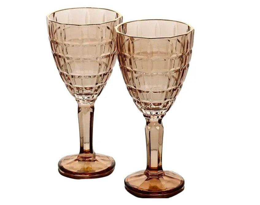 Set 6 Goblets Wine 300ml AMBER Gold CRYSTALINE