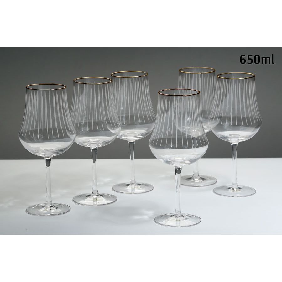 Set 6 Goblets Wine crystaline toulip gold