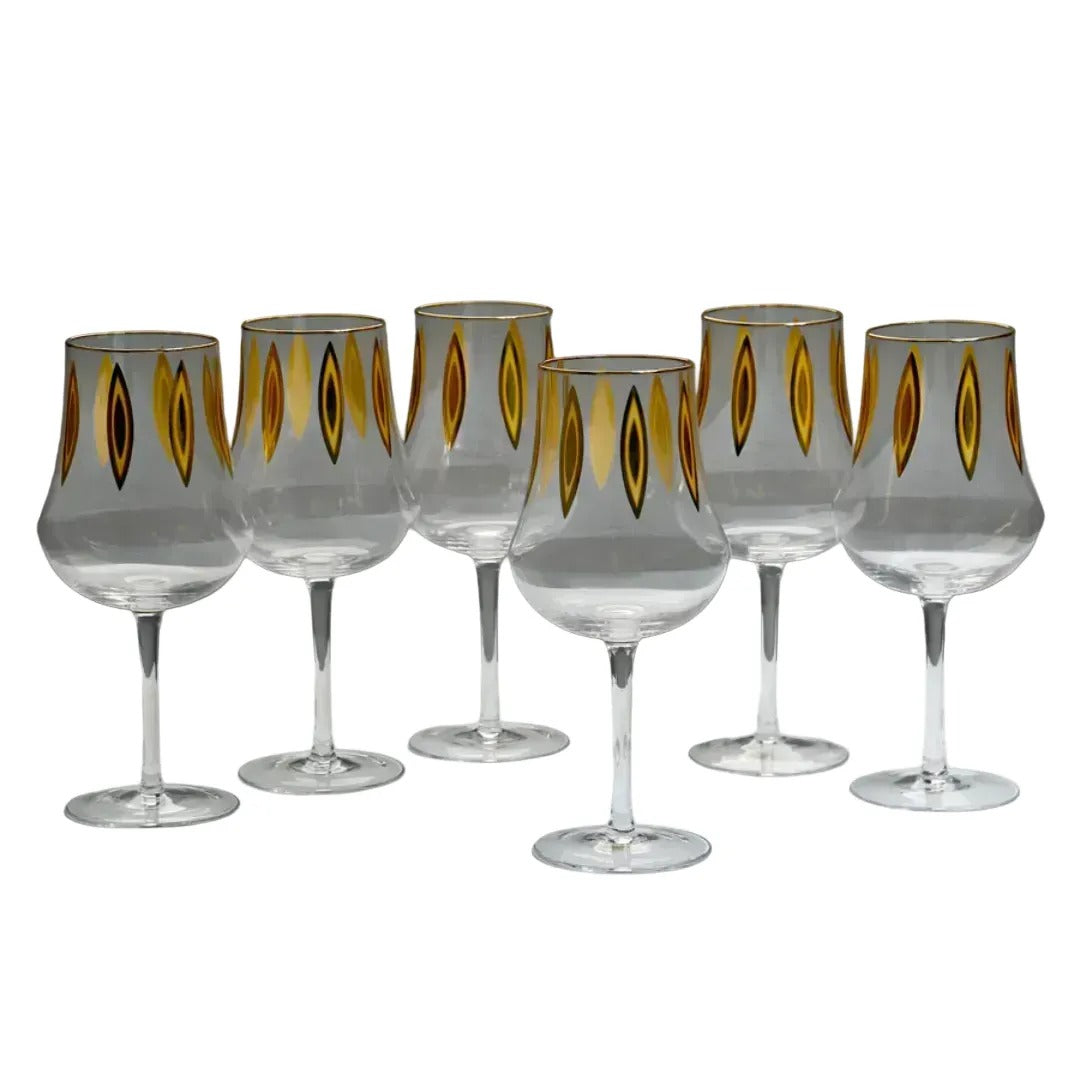 Set 6 Goblets Wine crystaline anser gold