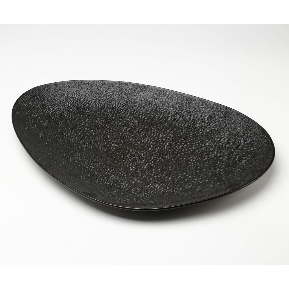 Serving Porcelain Plate Oval SimpelBlack 39X26cm NewBornChina