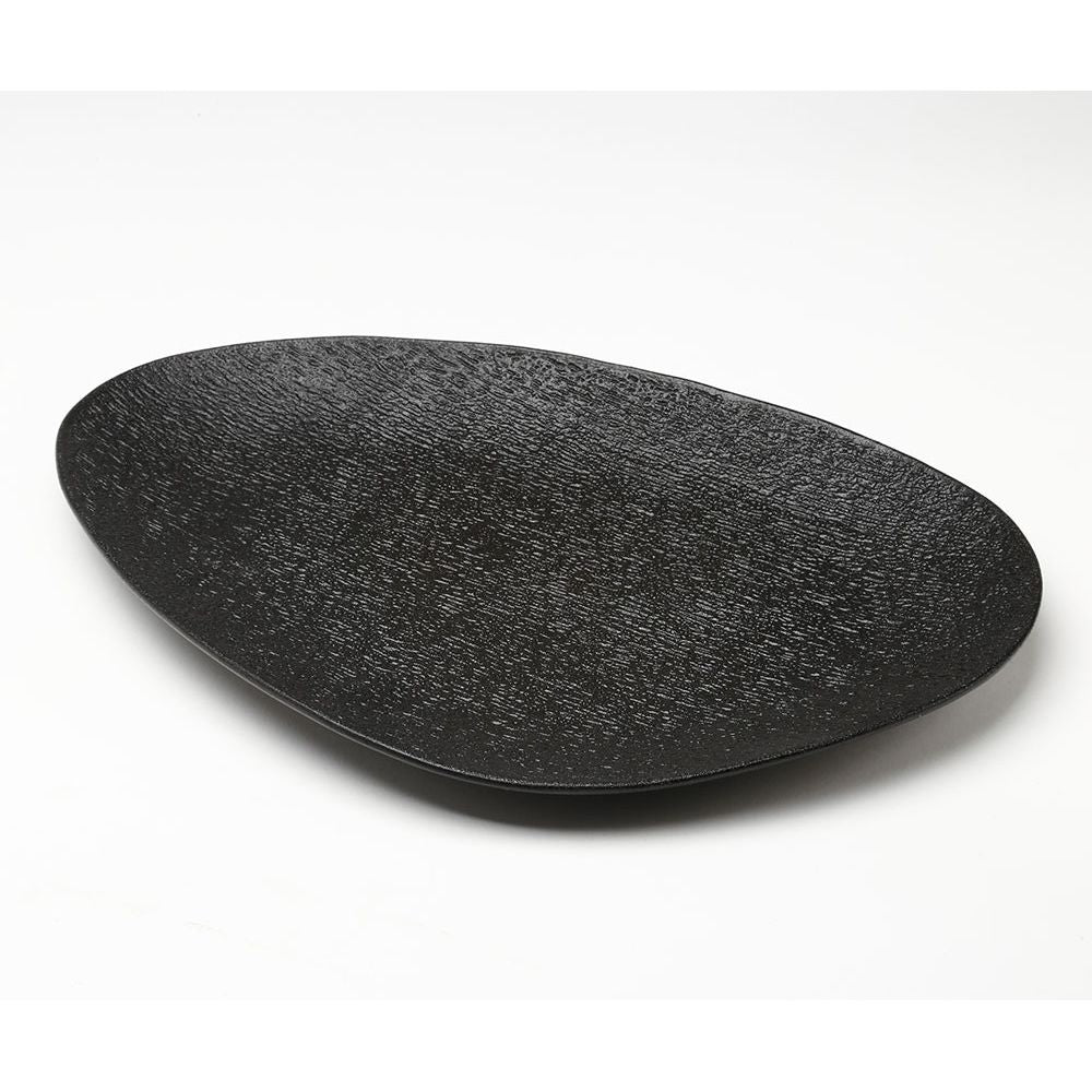 Serving Porcelain Plate Oval SimpelBlack 33X22cm NewBornChina